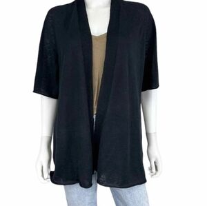 Eileen Fisher organic linen open front cardigan Sz L